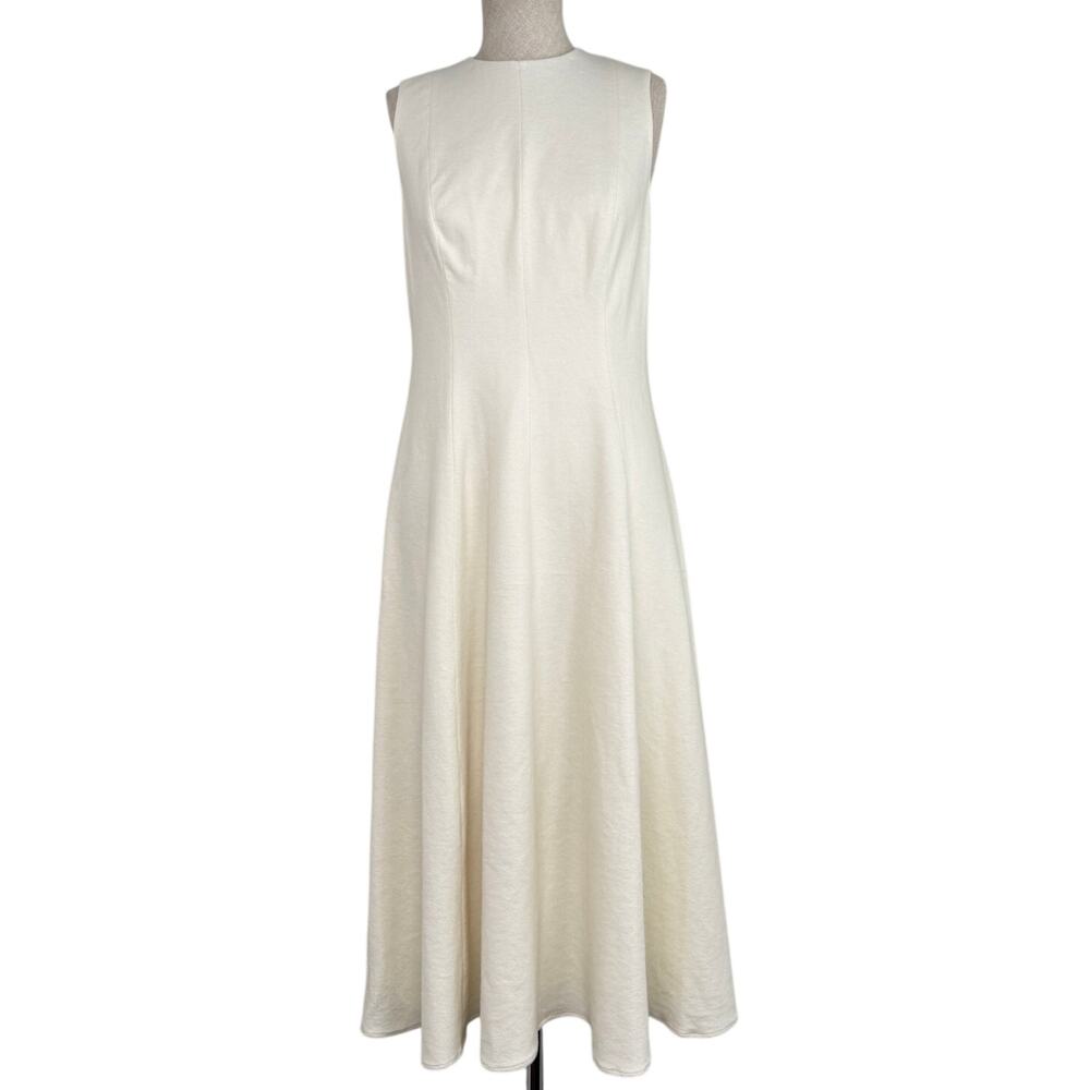 Vince A-Line Sleeveless Midi Dress Paneled Minimal Cozy Cotton Blend Sz 4